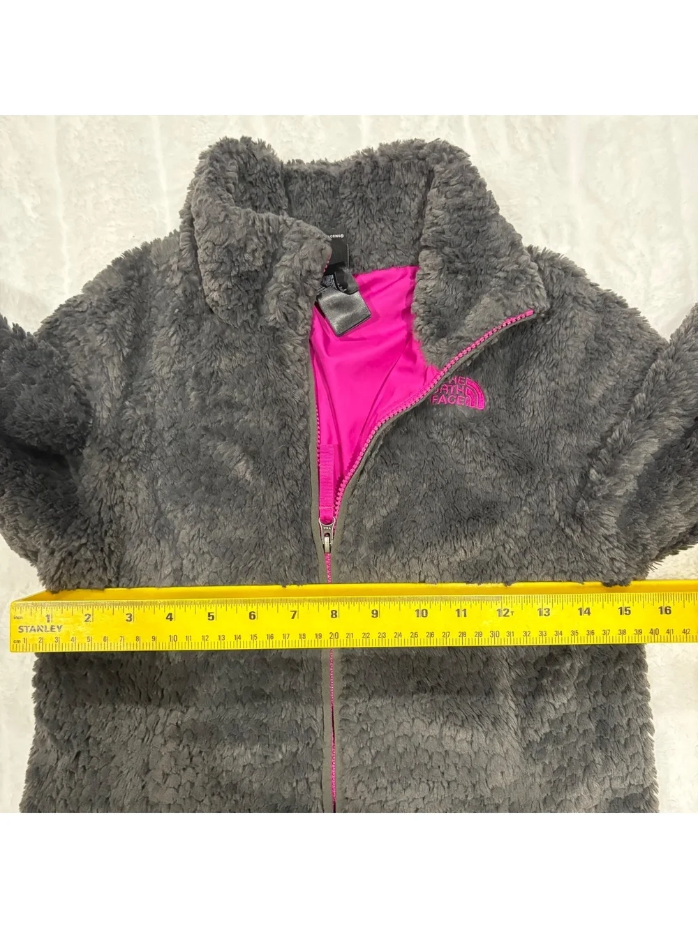 The North Face Girls Full Zip Large Gray Fleece Jacket Polyester Warm Outdoor